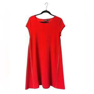 Nina Leonard Women's Red Dress Zipper Detail Textured - Spring Summer Work Small
